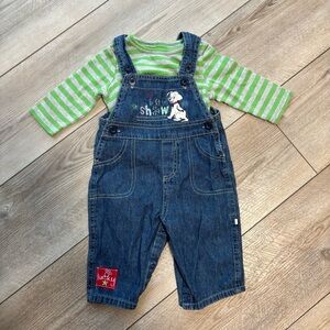 Vintage Disney 101 Dalmatians Lucky overalls and shirt. Y2K.